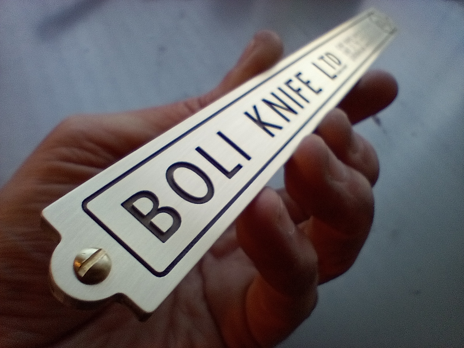 Boli Knife display cabinet label