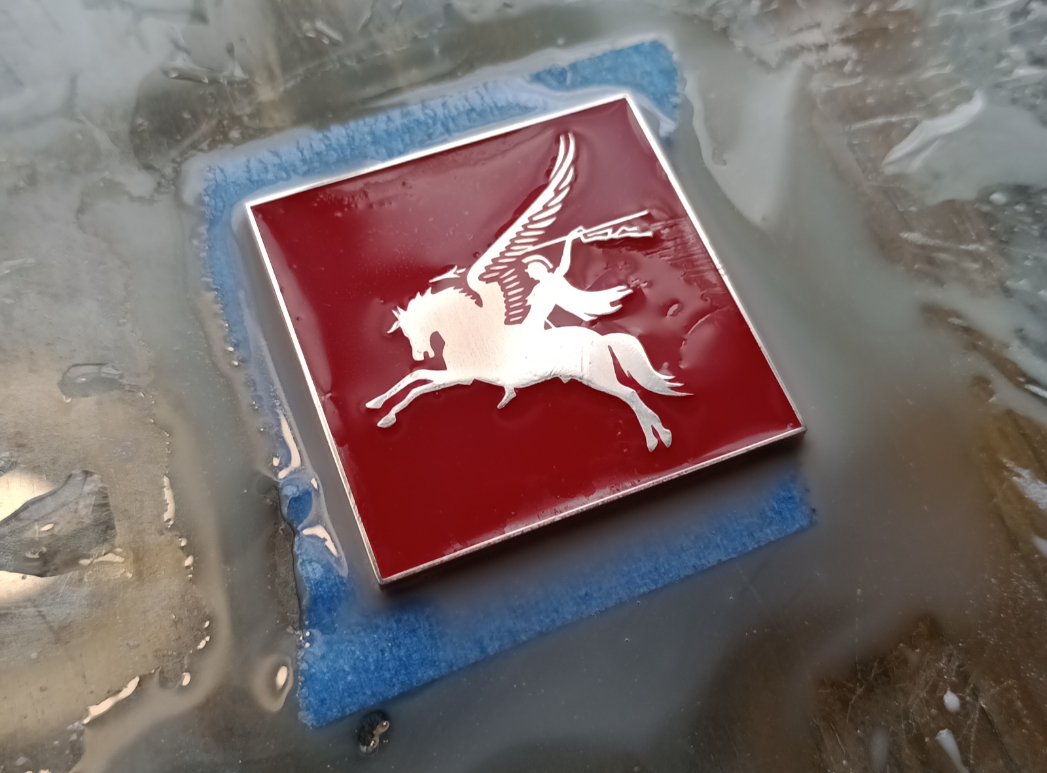 Resin added and polishing off the over-spill