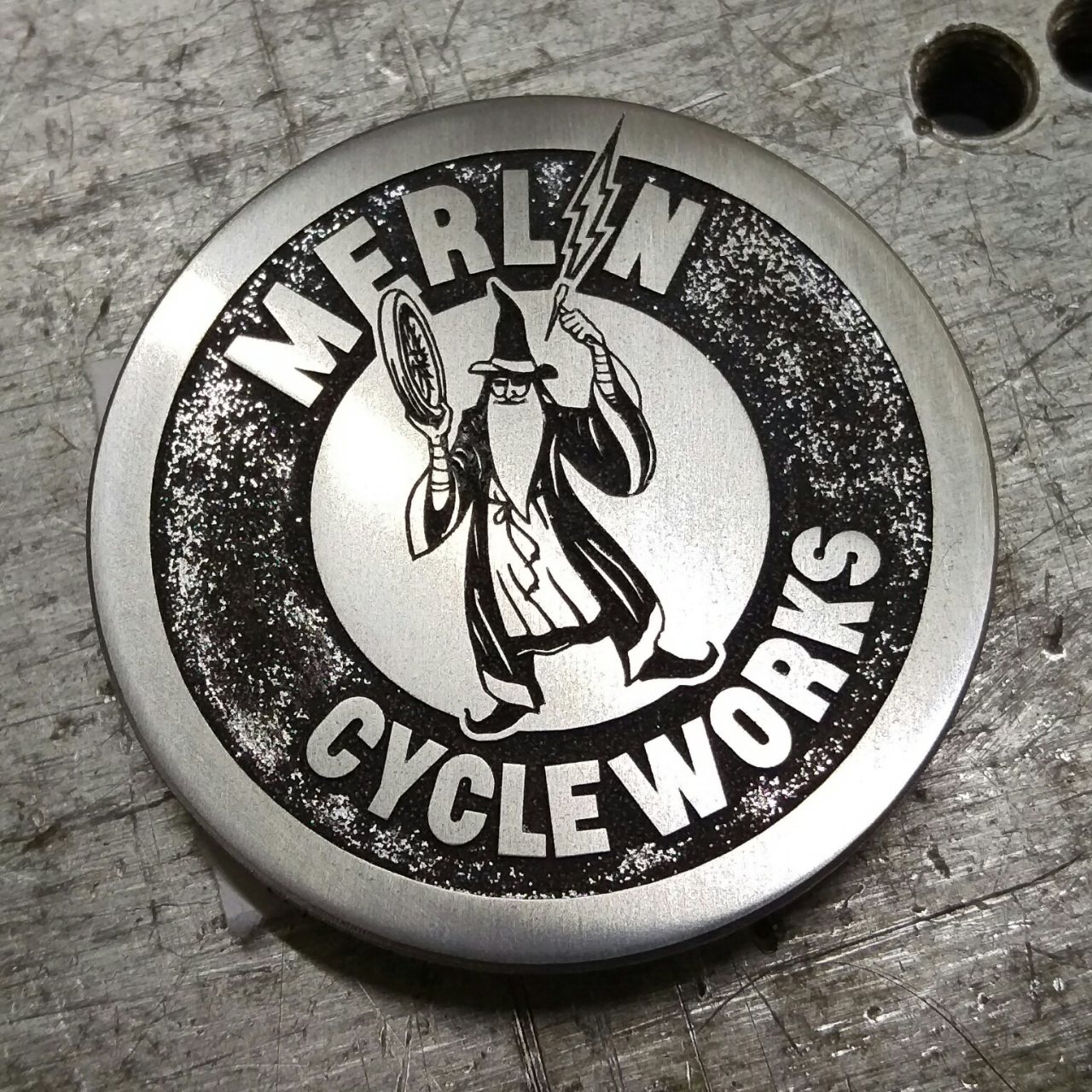 Tank badge for Mark at Merlin Cycleworks - a very early project
